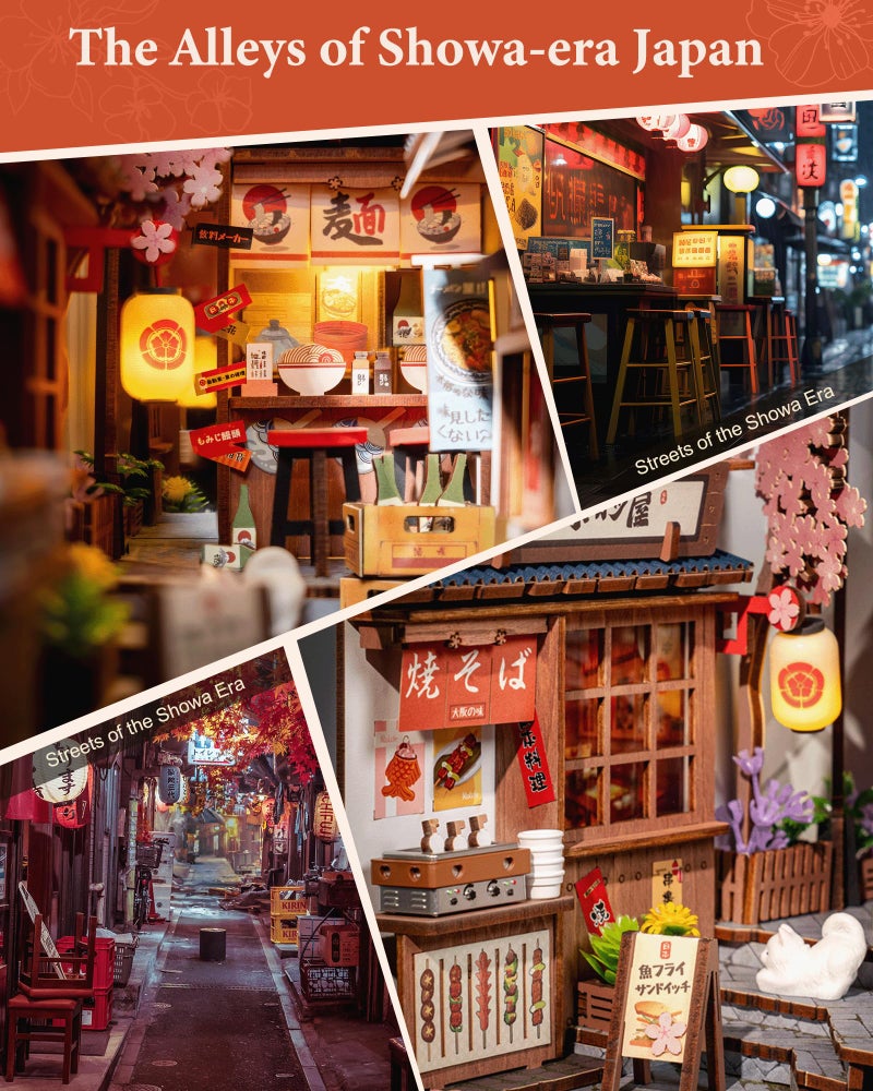 Rolife Book Nook Kit Sakura Wine Alley  3D Wooden Puzzle Booknook for Bookshelf Decor  Japanese-Inspired Sakura Theme Creative DIY Miniature Dollhouse Kit  Crafts Gifts for Adults  Teens & Book Lovers - Image 3